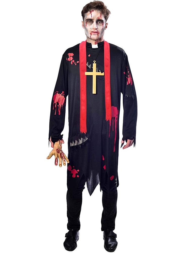 Zombie-Kostüm Halloween Kostüm Zombie Priester für Herren, Horr