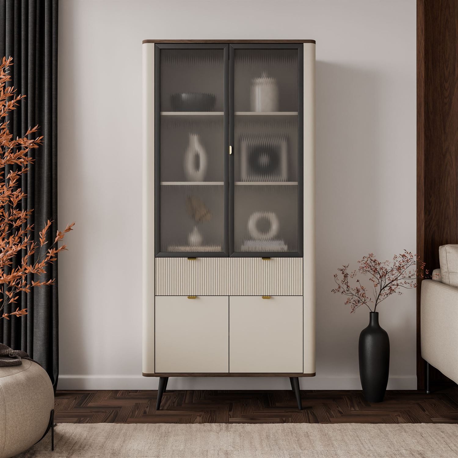 Lookway Vitrine AUTUMN 2D2W1S mit Schublade Breite: 90 cm, Höhe: 191 cm Tiefe: 40 cm – Bild 2 von 5