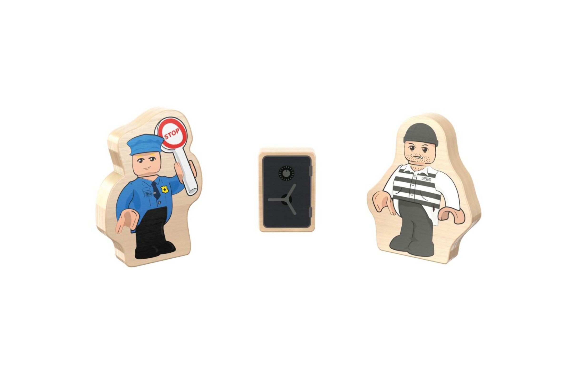 Playtive Spielzeugeisenbahn-Set Bahnset 18-tlg. Holzspielzeug Bahnset Polizei, (Spielset, 18-tlg., mehrteiliges Spielset), Holzeisenbahn mit Themenwelt und Zubehör