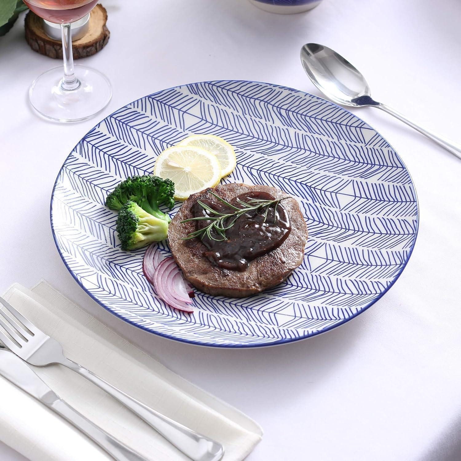 LuxusKollektion Salatbesteck Speiseteller Porzellan Flachteller Rund Takaki 8-teilig Speiseteller