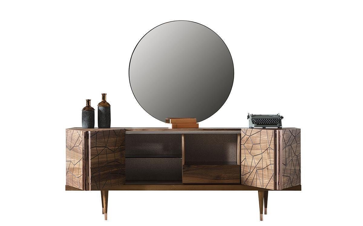 JVmoebel Essgruppe Luxus Esszimmer Set + Made In mit Esstisch Spiegel, 6x Sideboard Stühle + Europe