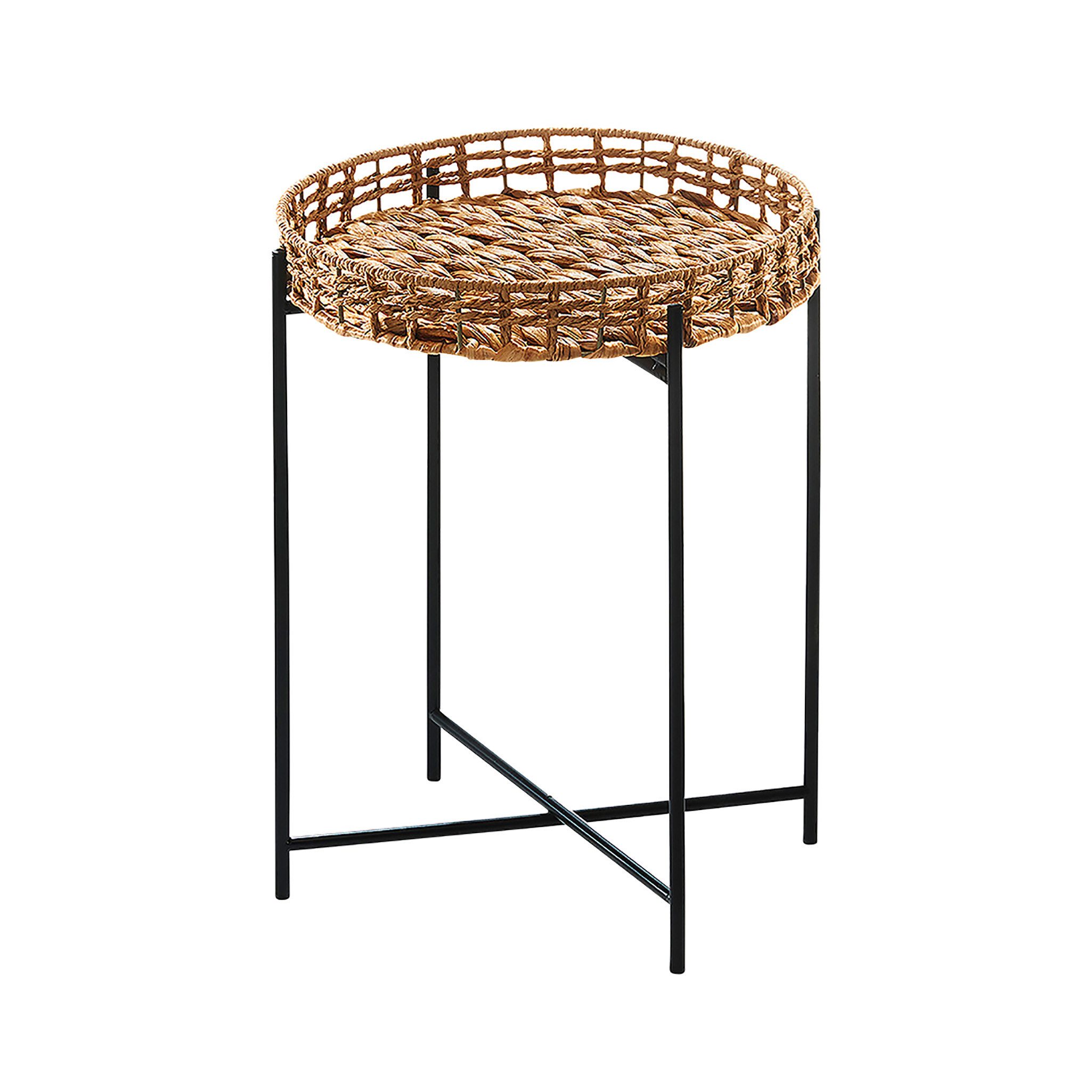 Kobolo Beistelltisch Dekotisch TEATIME aus Wasserhyazinthe und Metall (schw günstig online kaufen