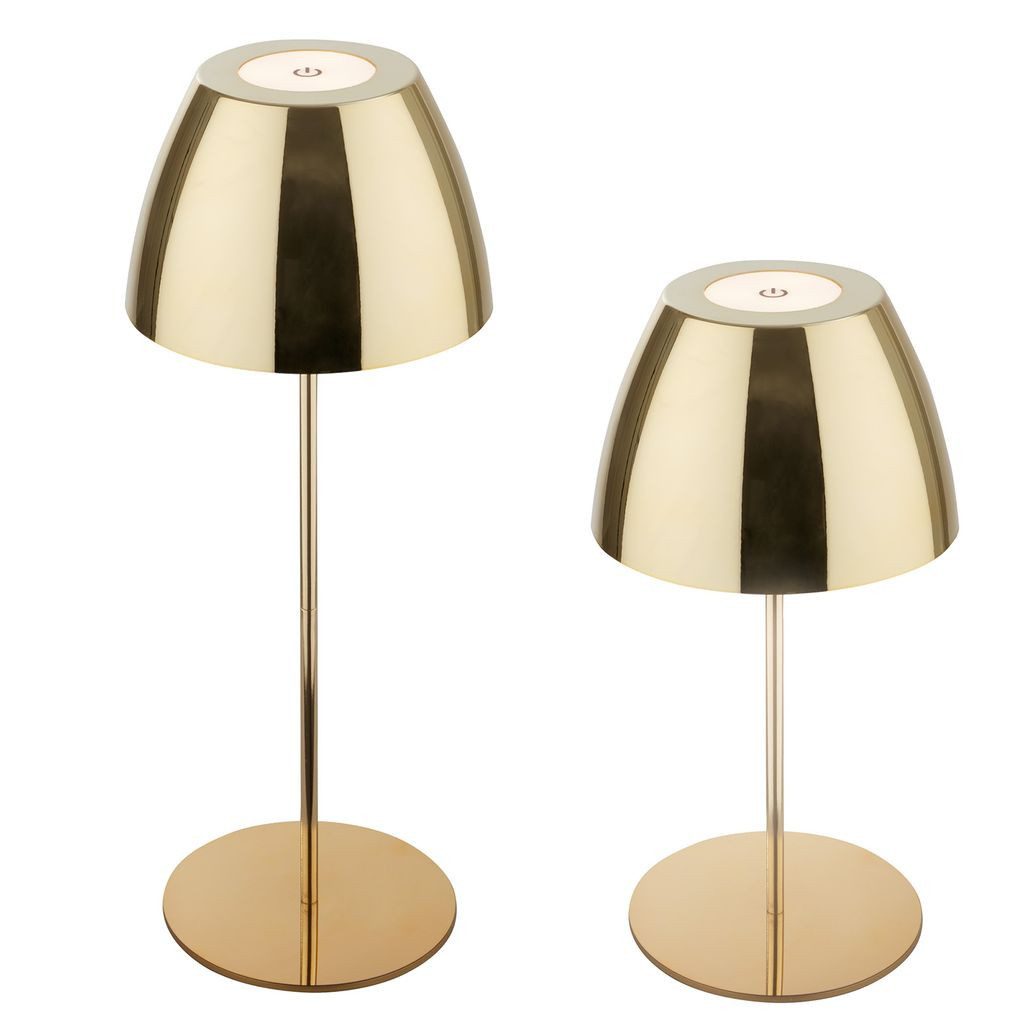 Briloner Leuchten Tischleuchte 7522017, Dimmfunktion, LED fest integriert, 2700K - Extra-Warmweiß, Tischlampe kabellos 13,5 x 36 cm Goldfarbig 2,5W Wohnzimmer Outdoor