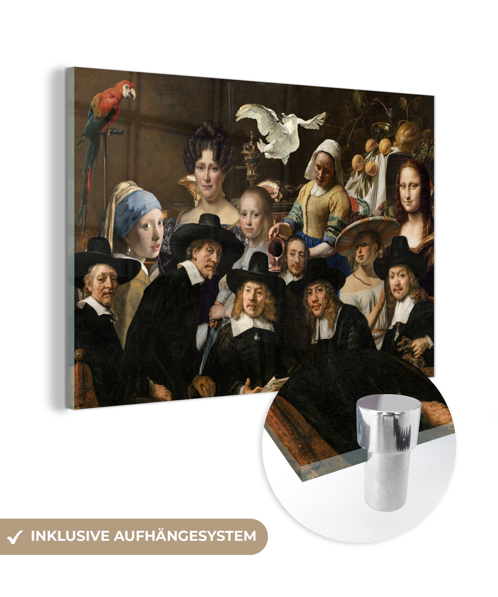MuchoWow Acrylglasbild Alte Meister - Gemälde - Collage, (1 St), Acrylglasbilder Wohnzimmer & Schlafzimmer bunt | Bilder