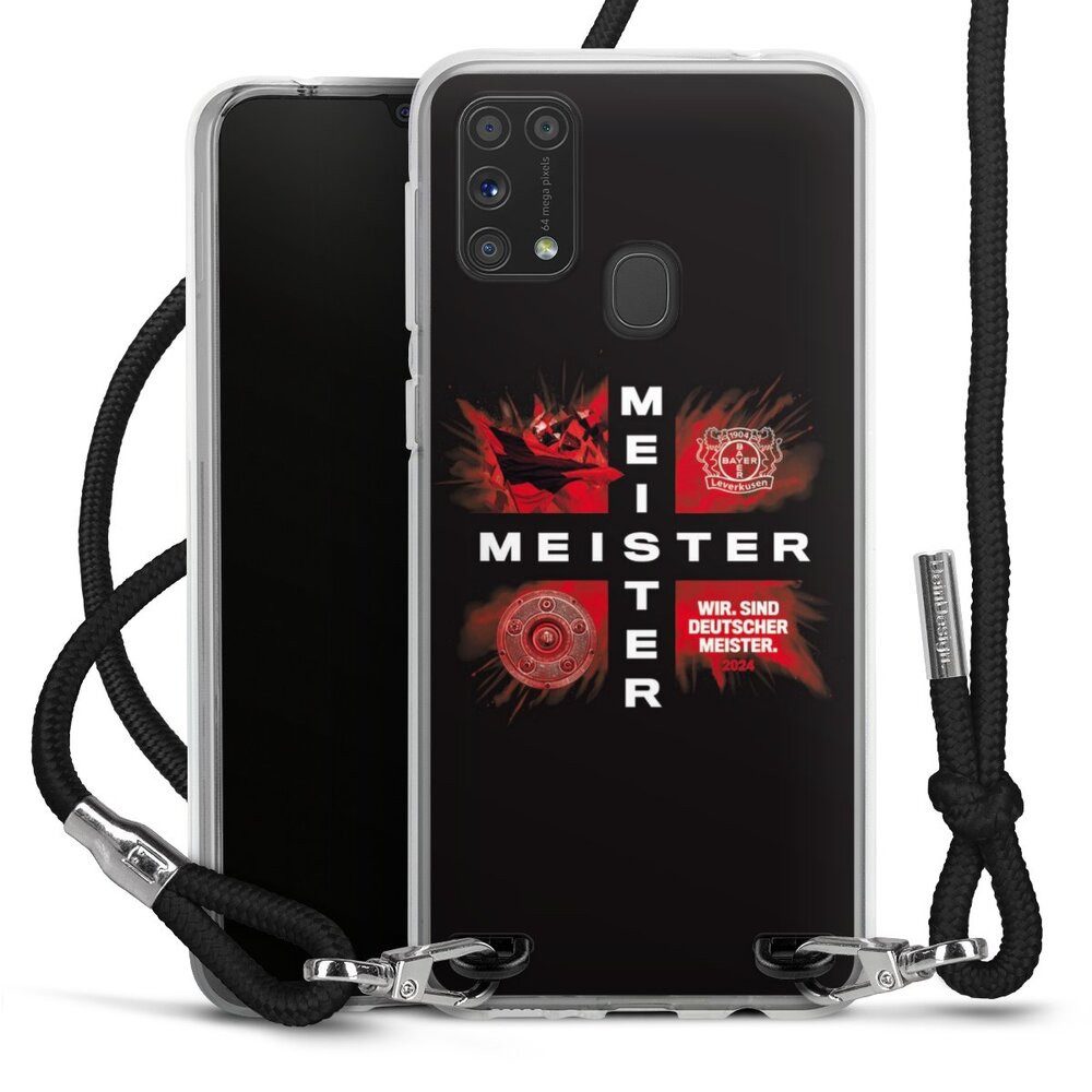 DeinDesign Handyhülle Bayer 04 Leverkusen Meister Offizielles Lizenzprodukt, Samsung Galaxy M31 Handykette Hülle mit Band Case zum Umhängen