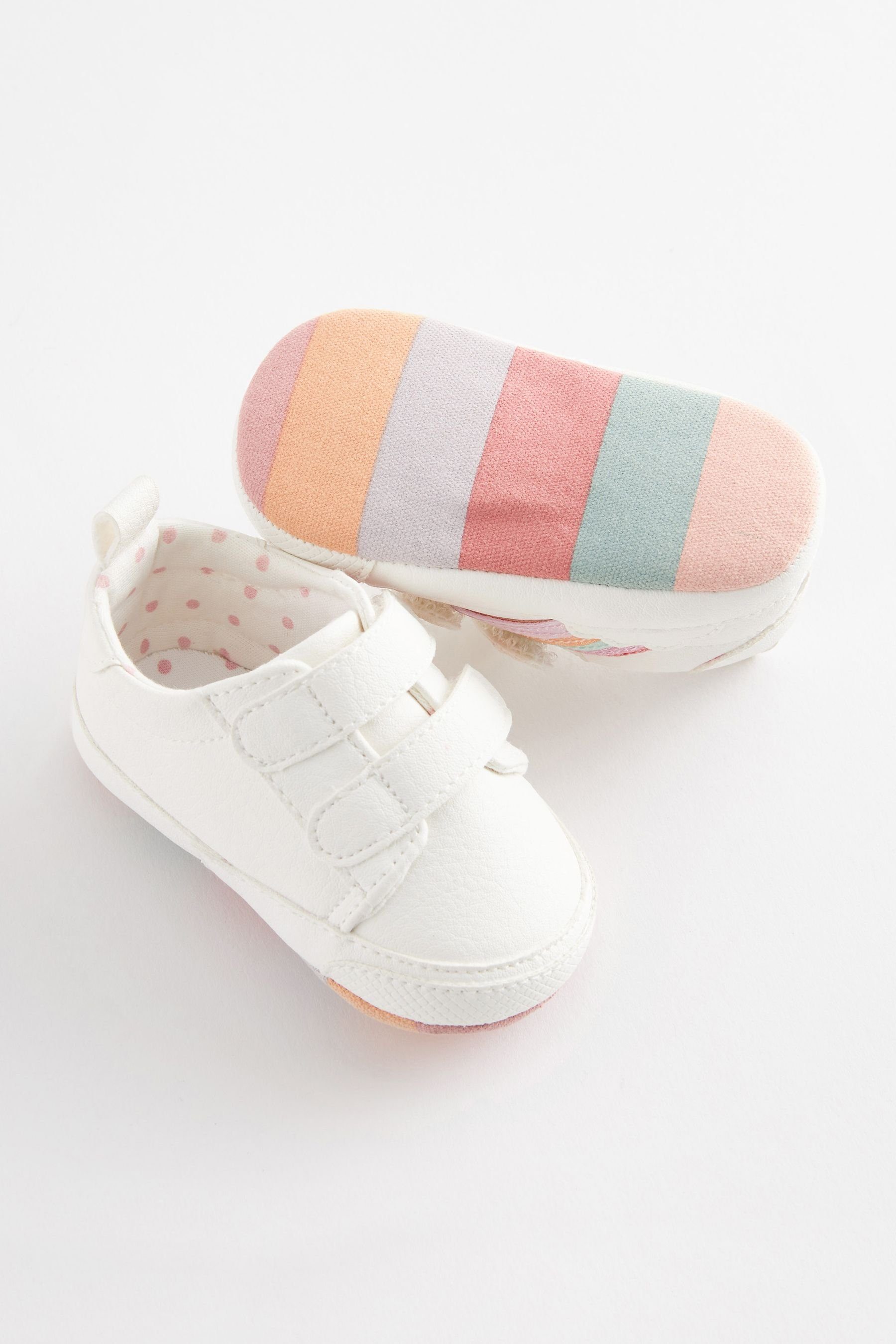 (1-tlg) Next White Trainer Baby Babystiefel Rainbow Glitter