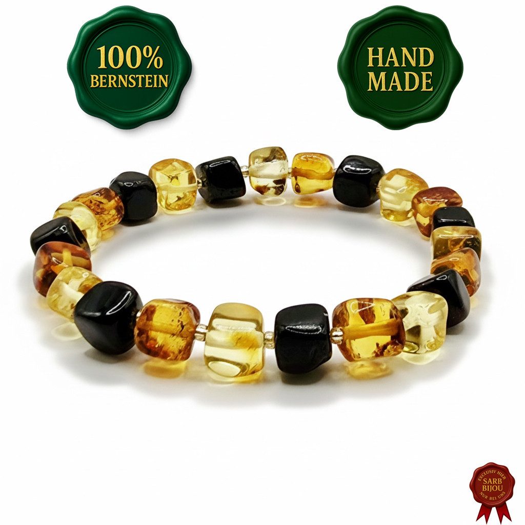 M-Punkt24 Armband 100% Echter Bernstein (54 cm, Hohe Qualität, 8 Gramm, mit Gummizug, inkl. Etui, Geschenkverpackung)