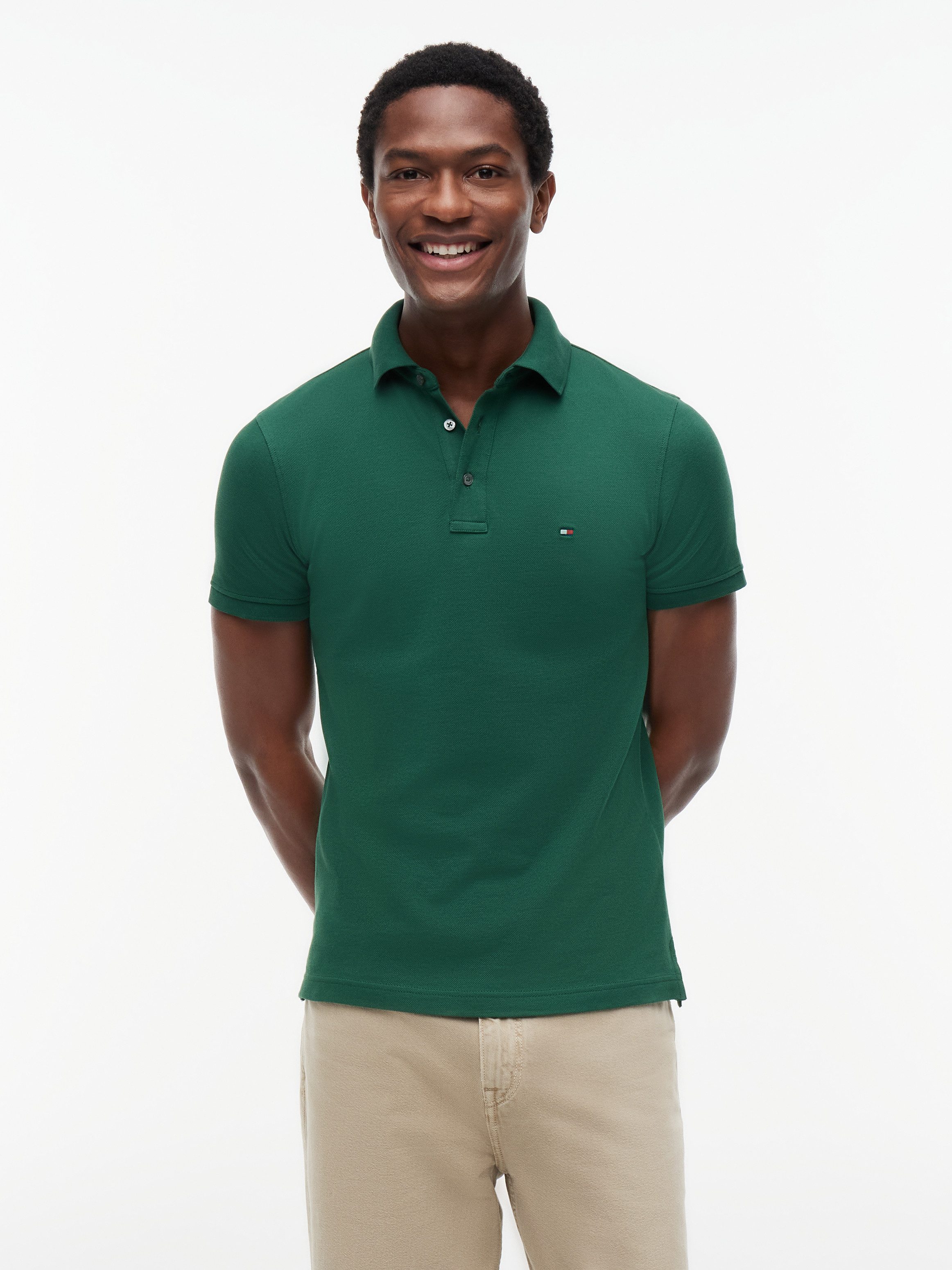 Tommy Hilfiger Poloshirt 1985 SLIM POLO Markenstickerei, aus Baumwoll-Piqué