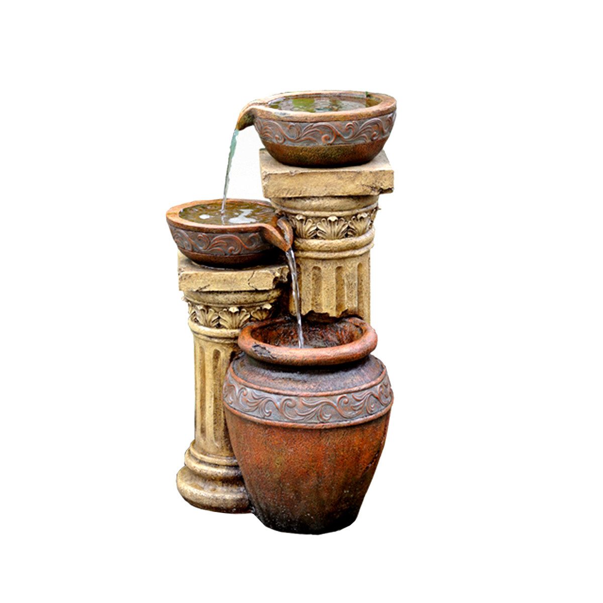 Wehmann Gartenbrunnen Solarbrunnen Toskana, 80 cm Höhe 43 cm Breite 43 cm Tiefe mit Ladeteil für Akku – Bild 4 von 4