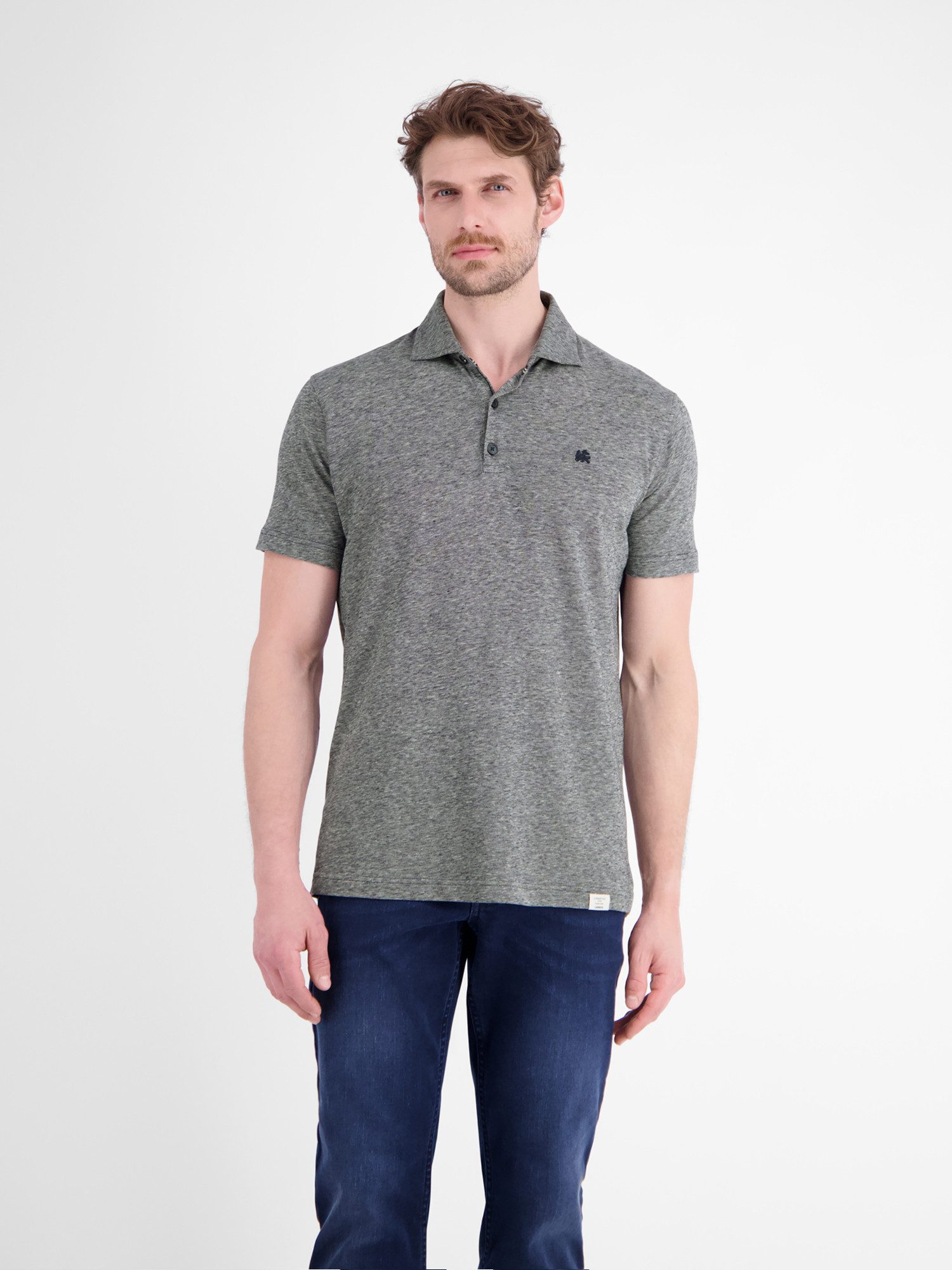 LERROS Poloshirt Poloshirt aus Baumwoll-Leinen-Mix in moderner 2-Tone-Optik