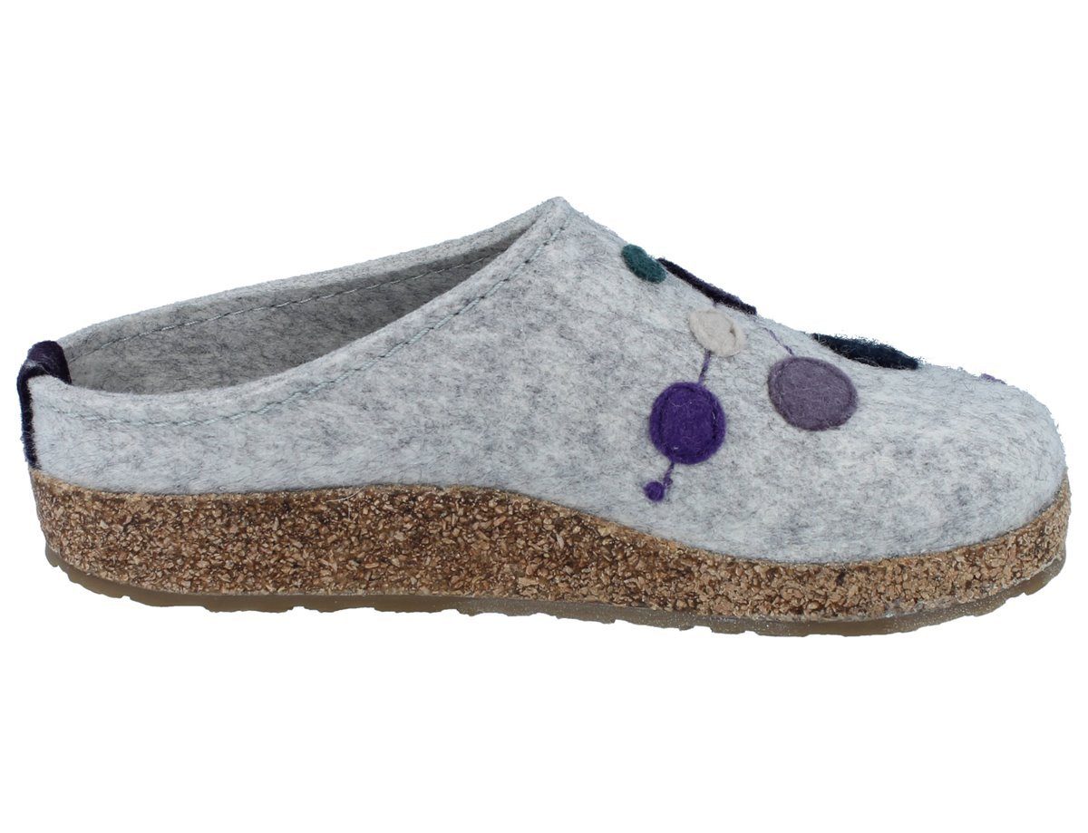 Haflinger HAFLINGER Grizzly Hausschuhe grau lila Wollfilz - Größe: 39 Clog