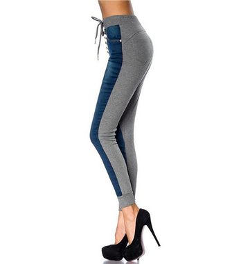 Jogginghose Jogginghose Selina Jeans-Einsatz Hose Sporthose Stretchhose