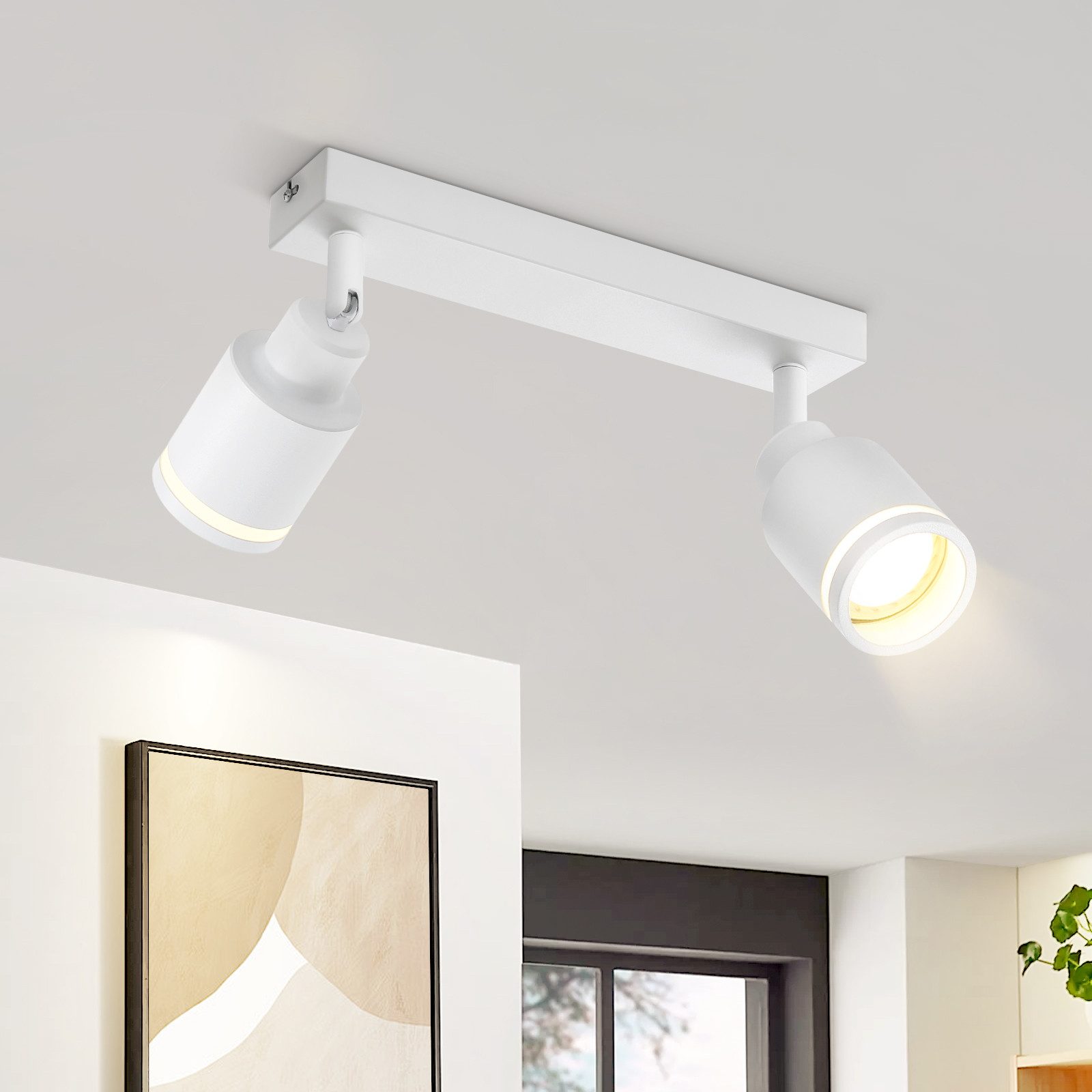 ZMH Deckenstrahler 2 Flammig Schwenkbar Deckenlampe Flurlampe Innen Wandstrahler, Flexible Winkeleinstellung, ohne Leuchtmittel, GU10 Wandstrahler Metall Innen Wandstrahler für Küche Büro