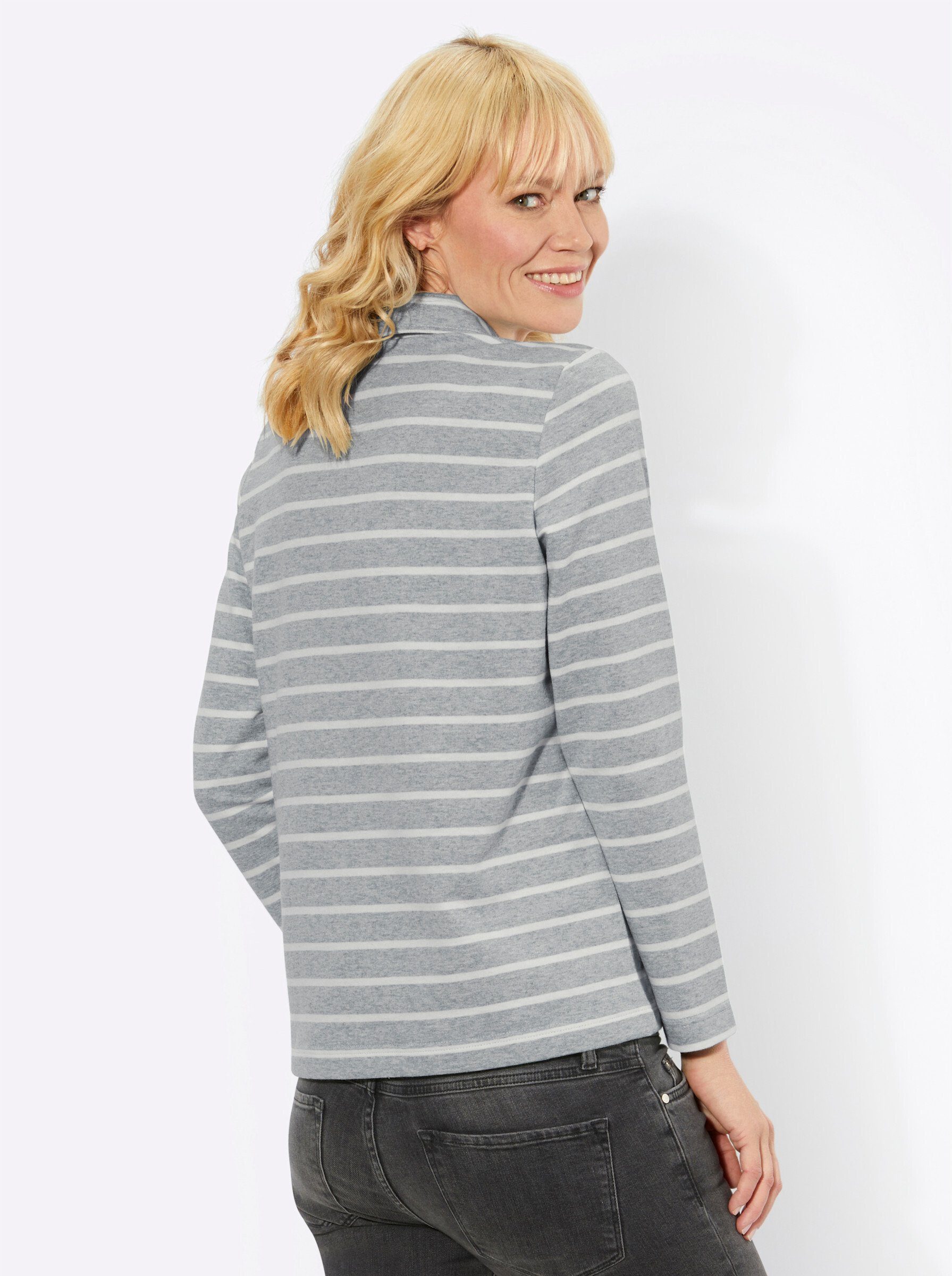 WEIDEN steingrau-ecru-geringelt Sweater WITT