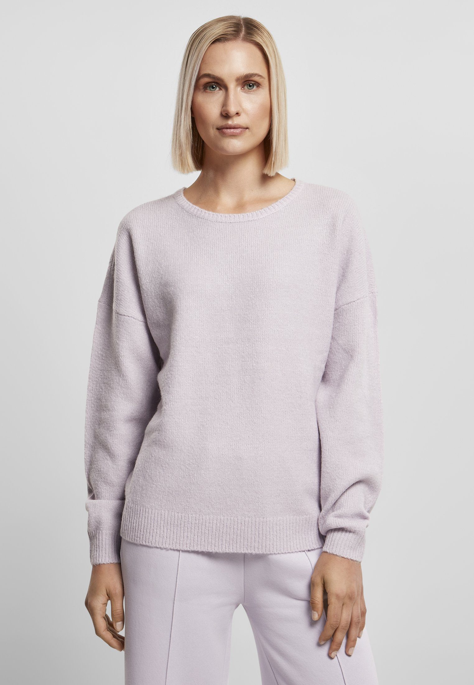 Chunky aus Sweater Sweat Damen mit Fluffy angenehmen Sweatshirt URBAN Baumwollmischung Tragegefühl CLASSICS (1-tlg), Ladies