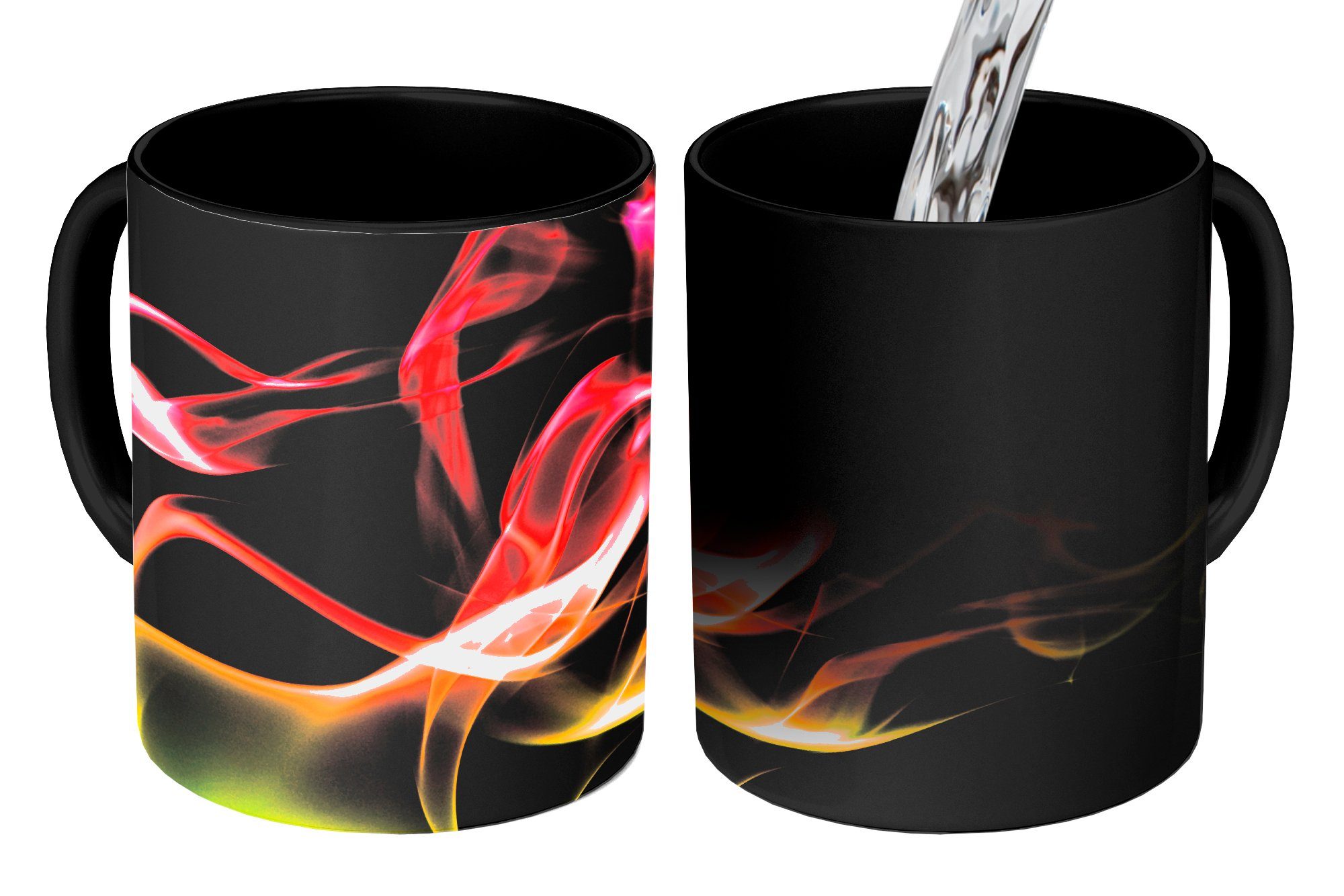 MuchoWow Tasse Nahaufnahme eines Wirbels aus farbigem Rauch, Keramik, Farbwechsel, Kaffeetassen, Teetasse, Zaubertasse, Geschenk