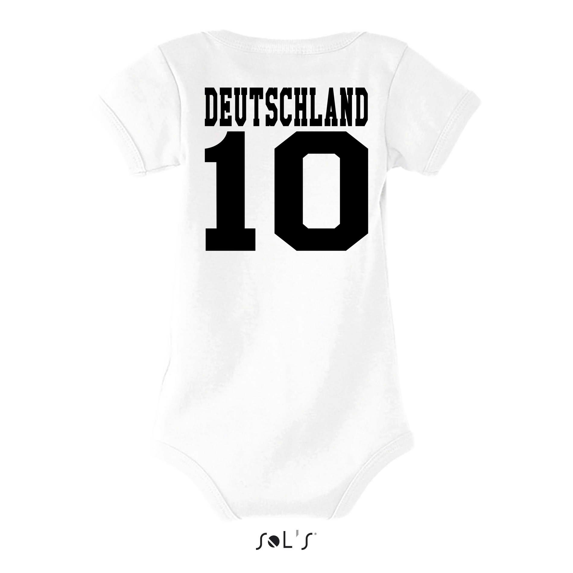 Deutschland Trikot Strampler Body EM Germany Brownie Meister & Kinder Fussball Blondie Schwarz/Weiss Sport Baby