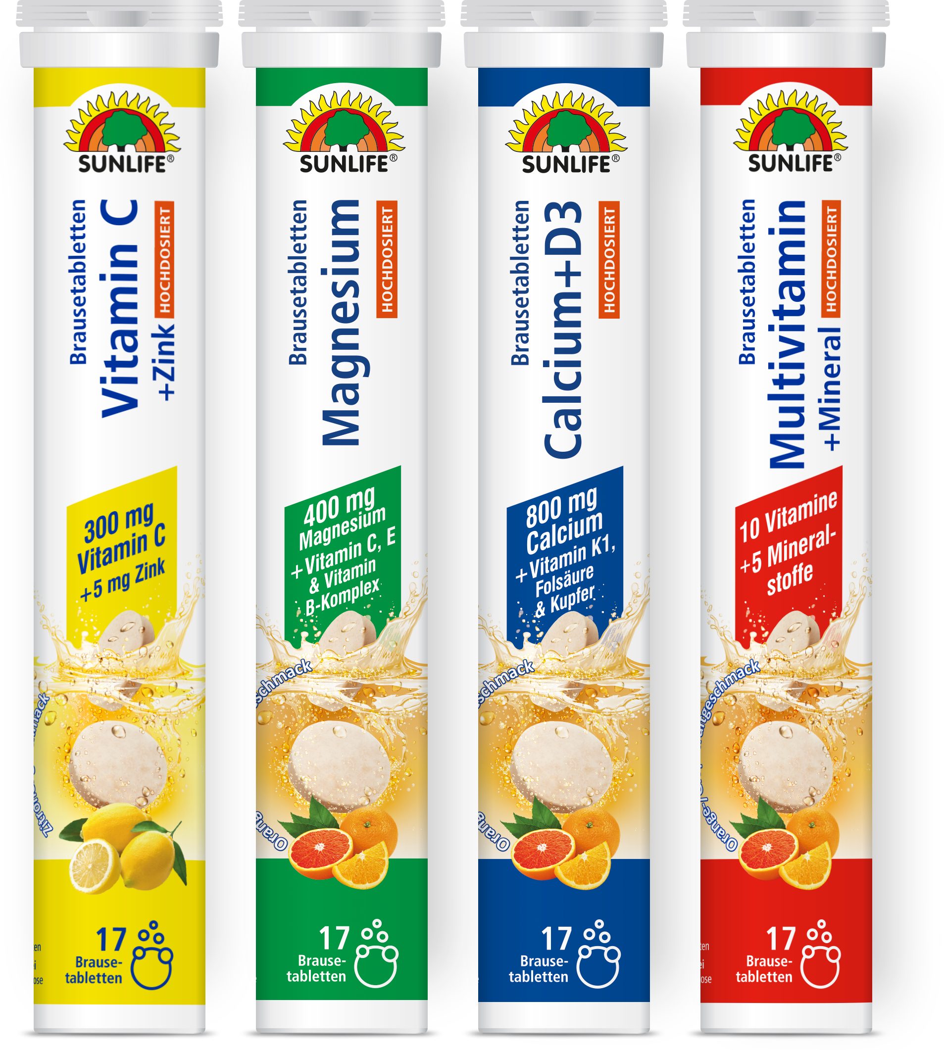 SUNLIFE SUNLIFE® Brausetabletten hochdosiert Mix-Bundle verschiedene Sorten 1 x täglich eine Brausetablette in einem Glas Wasser (250 ml) auflösen und trinken