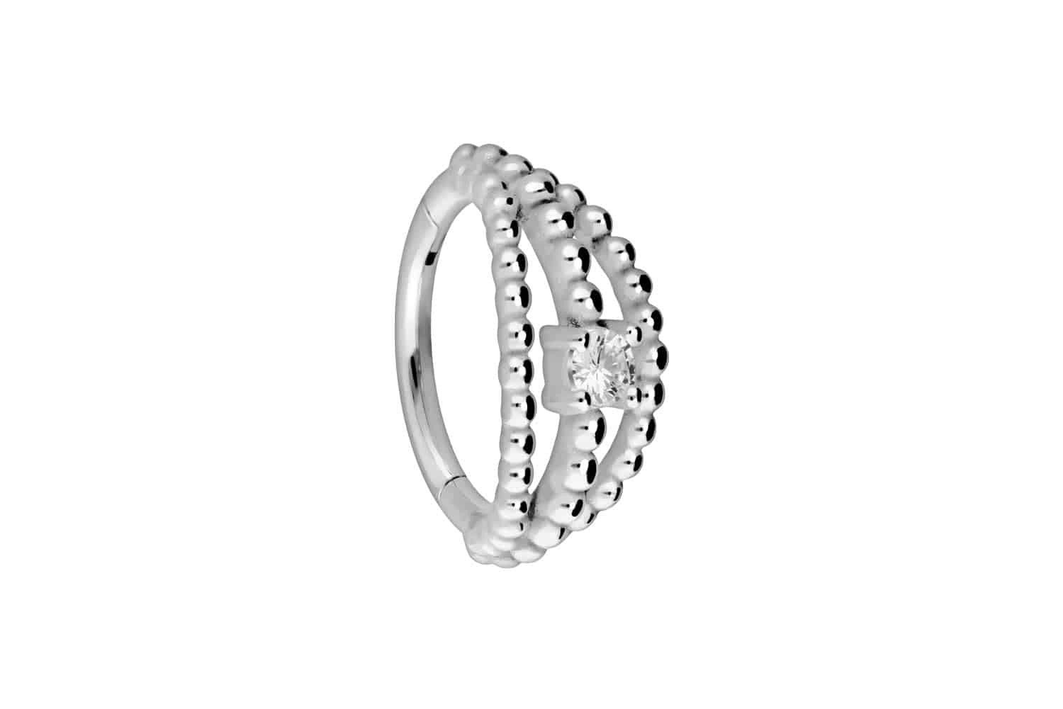 Nasenpiercing Chirurgenstahl Segmentring Clicker 3 KUGELREIHEN + KRISTALL