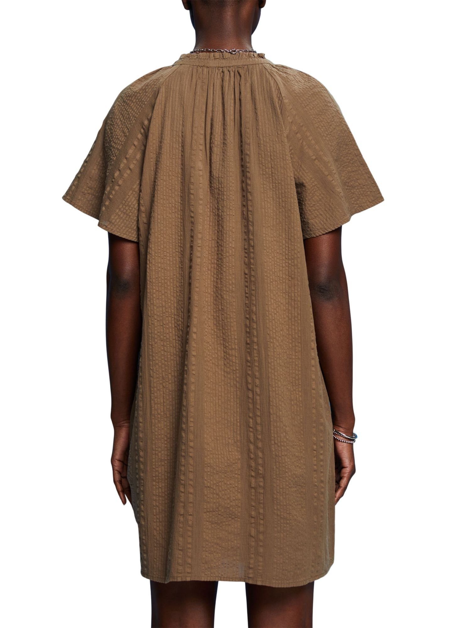 GREEN Kleid KHAKI edc Minikleid aus strukturierter Baumwolle Esprit by