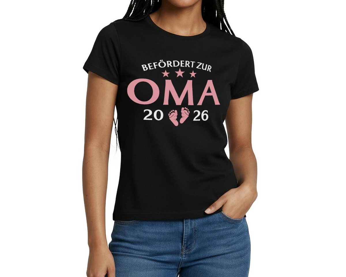Spreadshirt T-Shirt Befördert Zur Oma 2026, Werdende Oma Frauen T-Shirt (1-tlg) Slim Fit, fällt klein aus