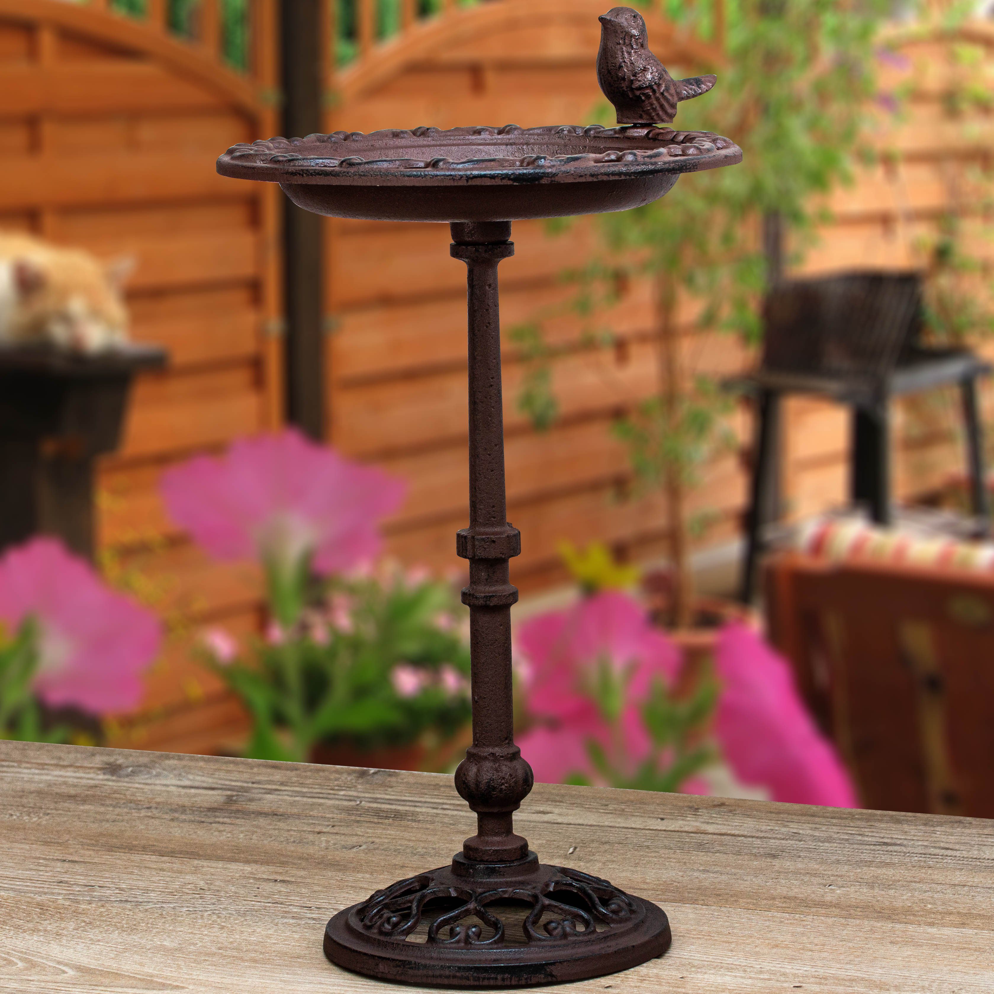 Antikas Futterstation Vogeltränke romantisch, mit Standfuss, Vogelbad - Futterschale für