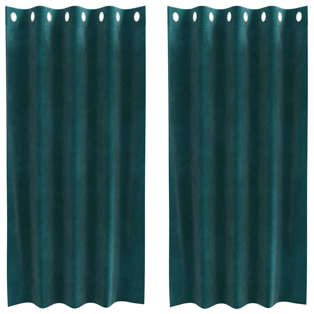 vidaXL Vorhang Verdunkelungsvorhänge 2 pcs Dunkelgrün 140 x 175 cm Samt (2 St), Samt