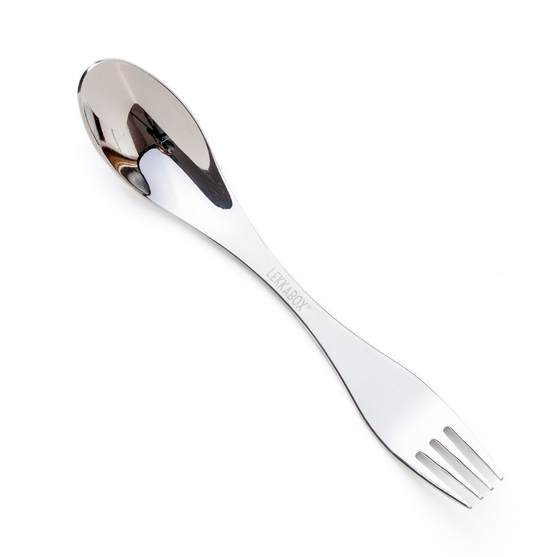 LEKKABOX Campinglöffel Spork, 19cm - Löffel Gabel Kombi Edelstahl Göffel To Go Besteck, Löffel & Gabel in einem – die perfekte Größe für Thermobehälter