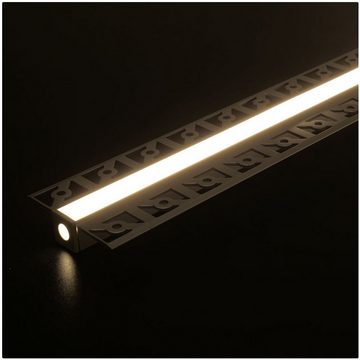 ENERGMiX LED-Stripe-Profil 2 Meter Alu Profile Alu Schiene Profil mit Milchglas Abdeckung Kanal, Profil Kanal LED Leiste Profil Kanal system für LED Streifen 200cm