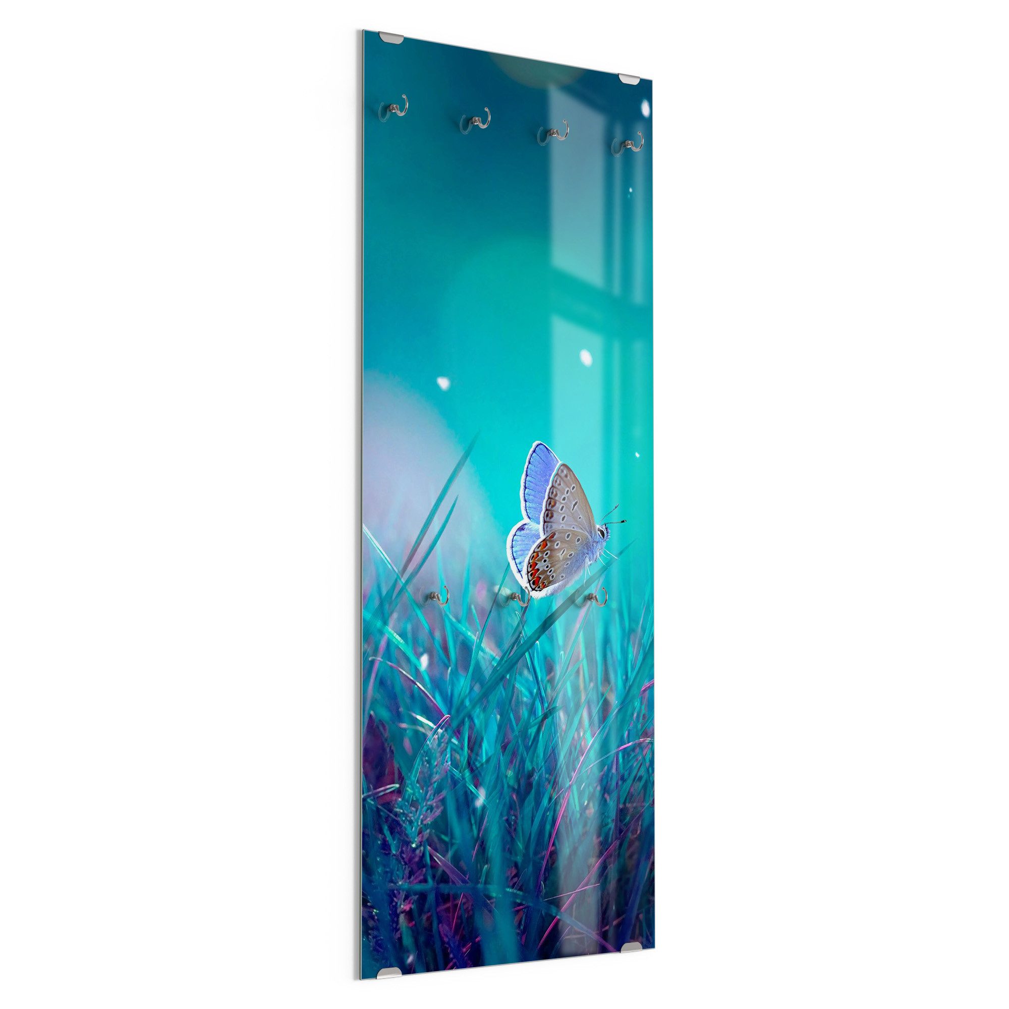 DEQORI Kleiderhaken 'Märchenhafte Wiese', Glas Garderobe hängend Flur Jackenhalter modern Wandgarderobe Haken