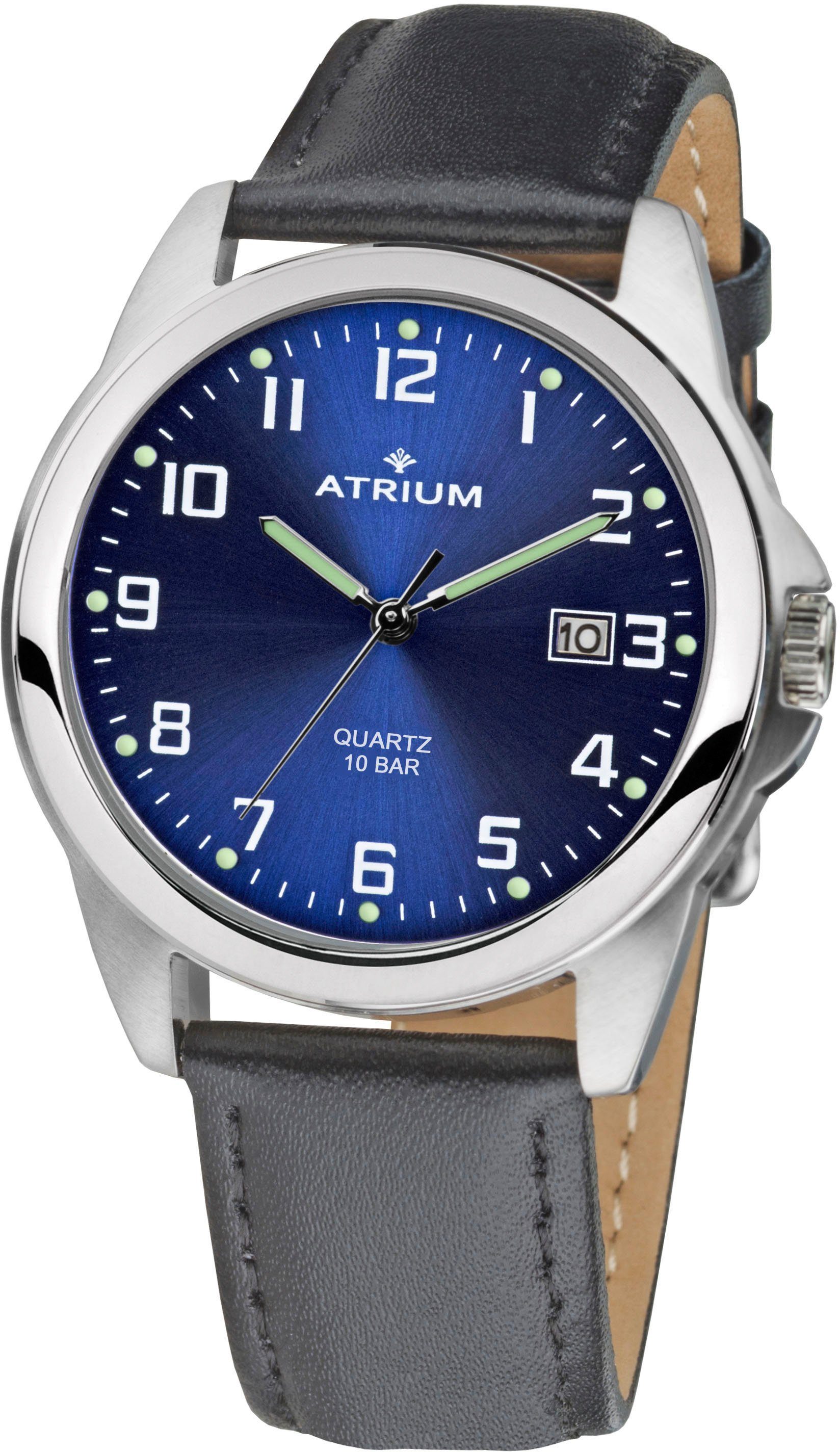 Atrium Quarzuhr A16-15, Armbanduhr, Herrenuhr, Damenuhr, Datum, Lederarmband