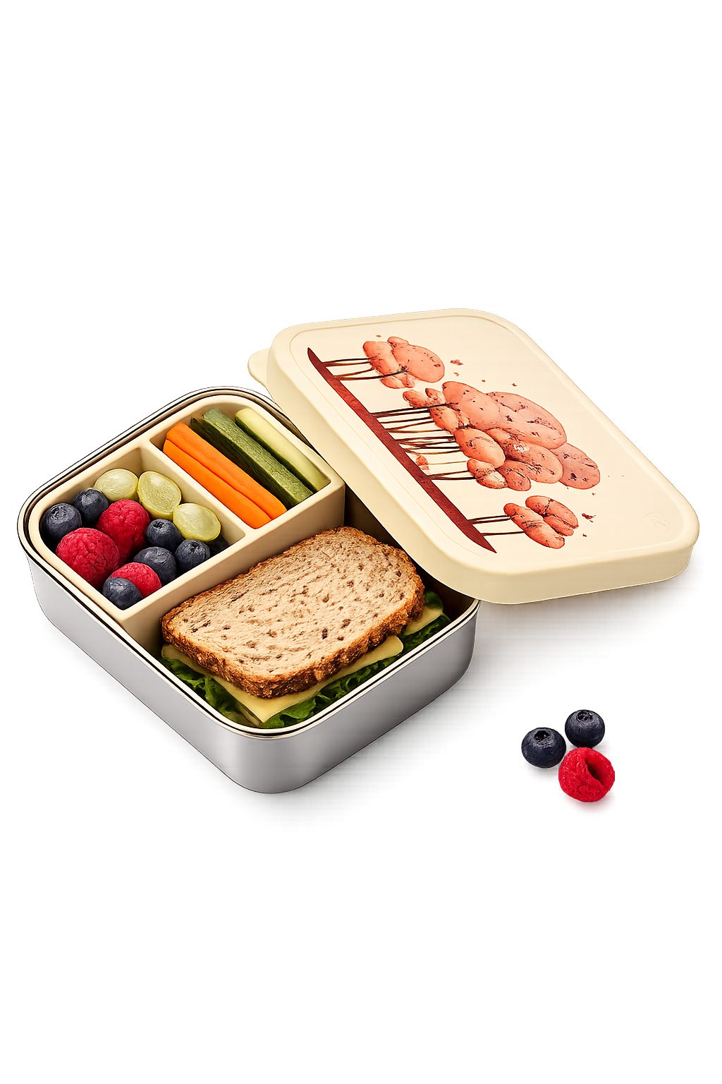 JENARD Lunchbox Kinder Edelstahl auslaufsicher mit Silikondeckel & Trennfach, Edelstahl & Silikon, BPA-frei, lebensmittelecht, robust