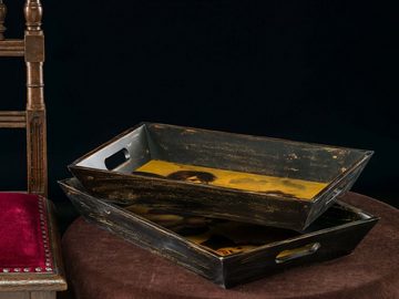 Aubaho Tablett 2x Tablett Engel nach Raffael aus Holz im Antik-Stil Holztablett