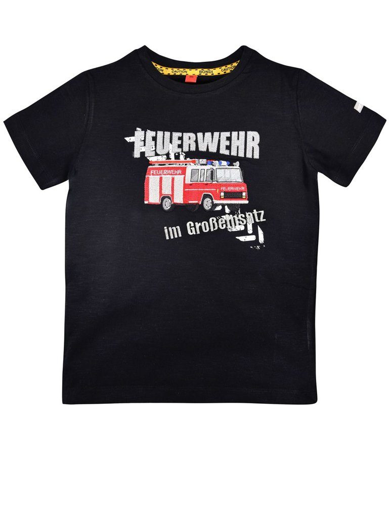 BONDI T-Shirt Jungen Shirt 'Feuerwehr' 33178, Schwarz Blue denim