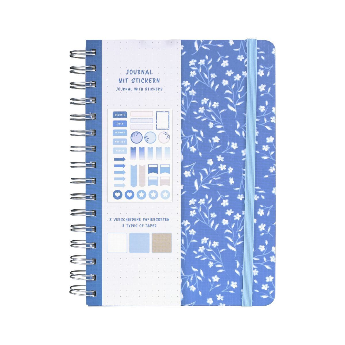 Idena Notizbuch Idena Notizbuch Floral Spiralbindung 78 Blatt 120g/m² gepunktet