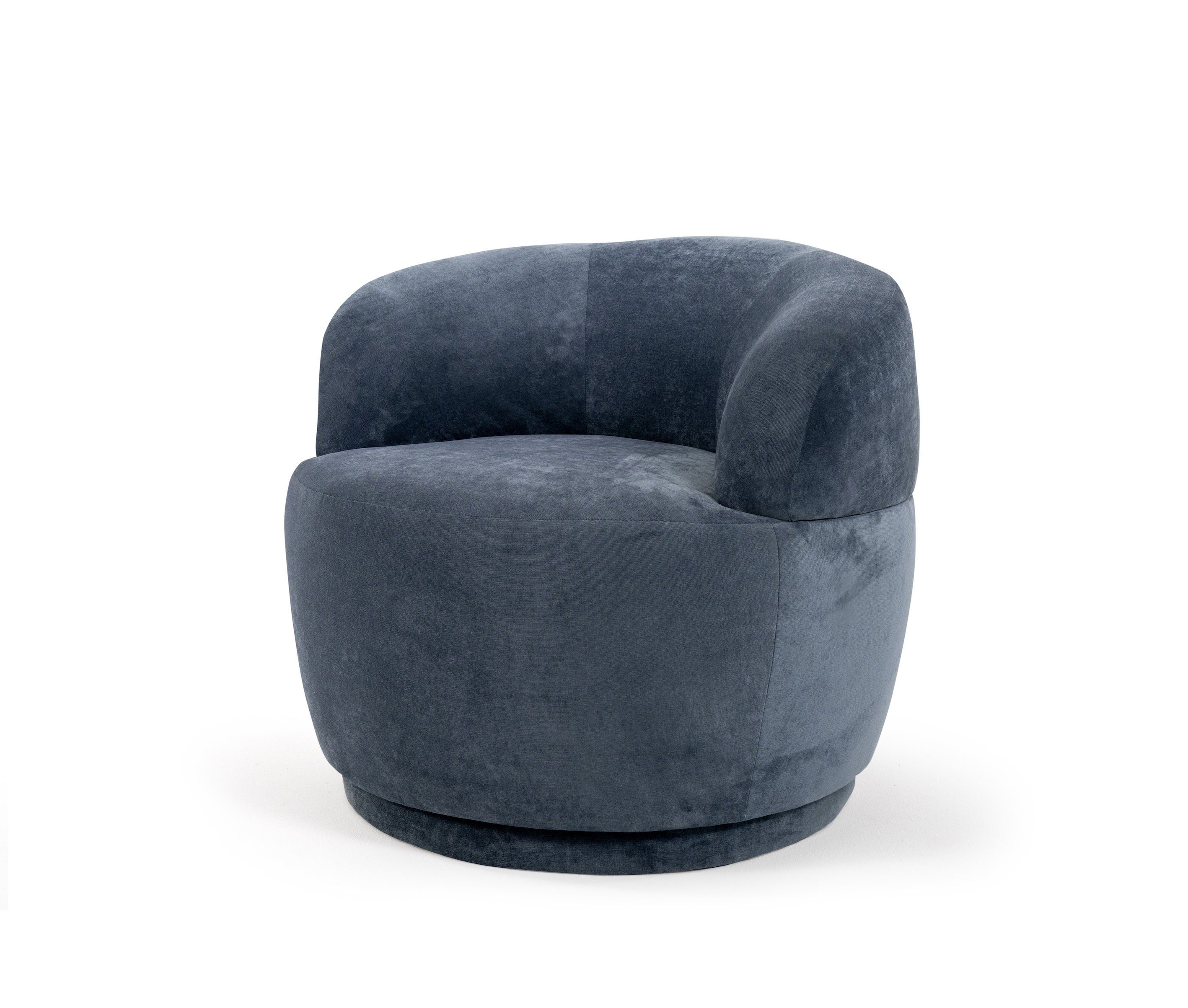 AMARIS Elements Drehsessel Sessel 'Pitt' perfekte Stoff-Bezug Sofas Samt Wohnzimmer rund drehbar Blau Ergänzung Die zu unseren 360 od. Grad