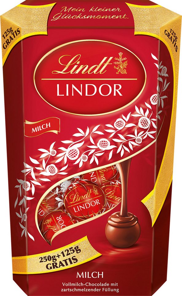Lindt LINDOR Schokolade Cornet Milch 375g Kugeln Schokolade Geschenk Vollmilch Pralinen