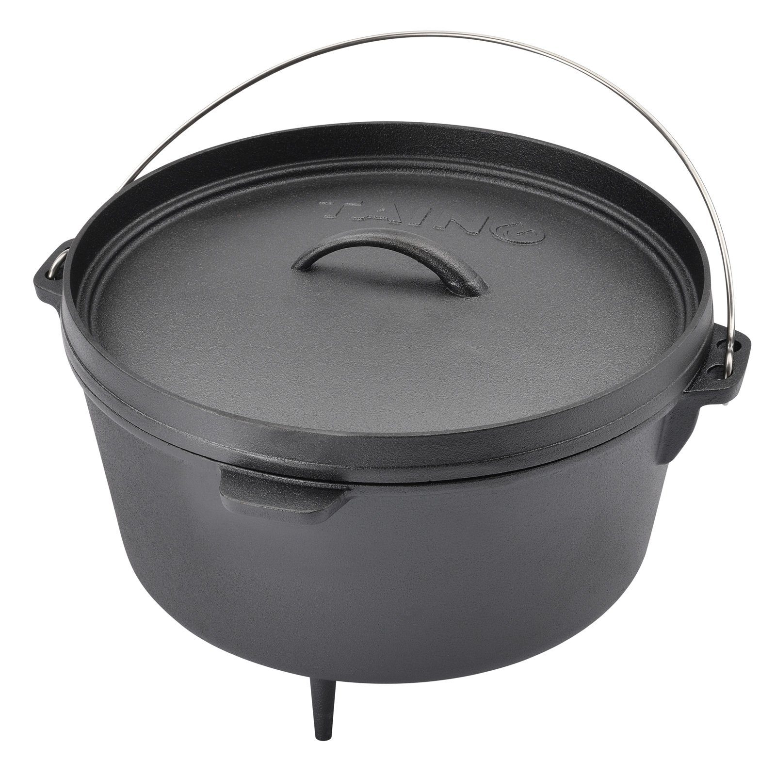 TAINO Feuertopf Dutch Oven, Gusseisen (1-tlg., 1x TAINO Dutch Oven 8L inkl. Deckelheber), 8L, Ø 30cm, Gusseisen, Schmortopf, inkl. Deckelheber, Schwarz