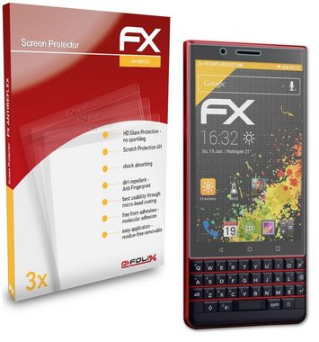 atFoliX Schutzfolie für Blackberry Key2 LE, (3 Folien), Entspiegelnd und stoßdämpfend