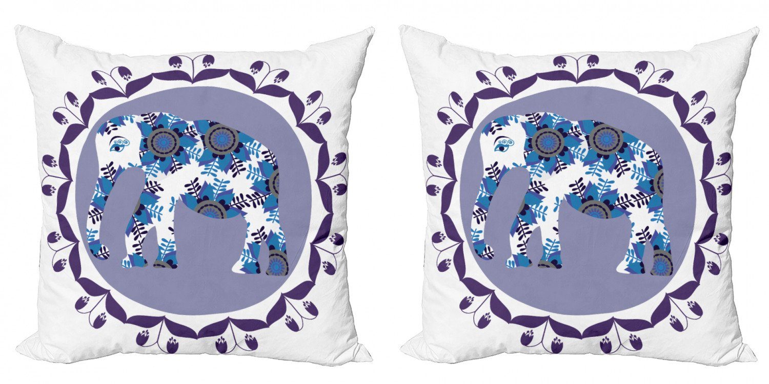 Kissenbezüge Modern Accent Doppelseitiger Digitaldruck, Abakuhaus (2 Stück), Blumen Elefant mit Tulpen Muster