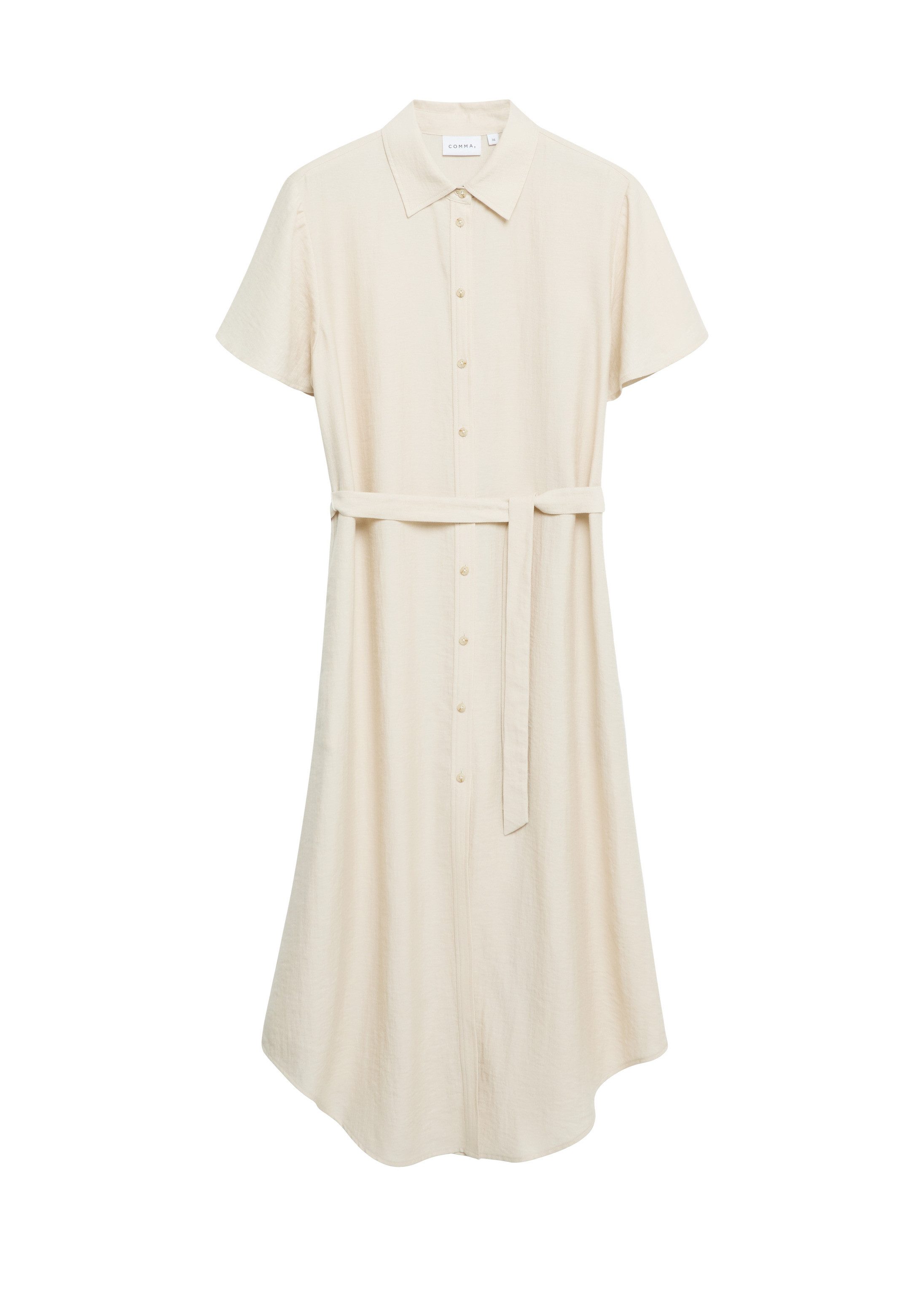 comma Midikleid Kleid Hemdblusenkleid aus Viskoseleinenmix