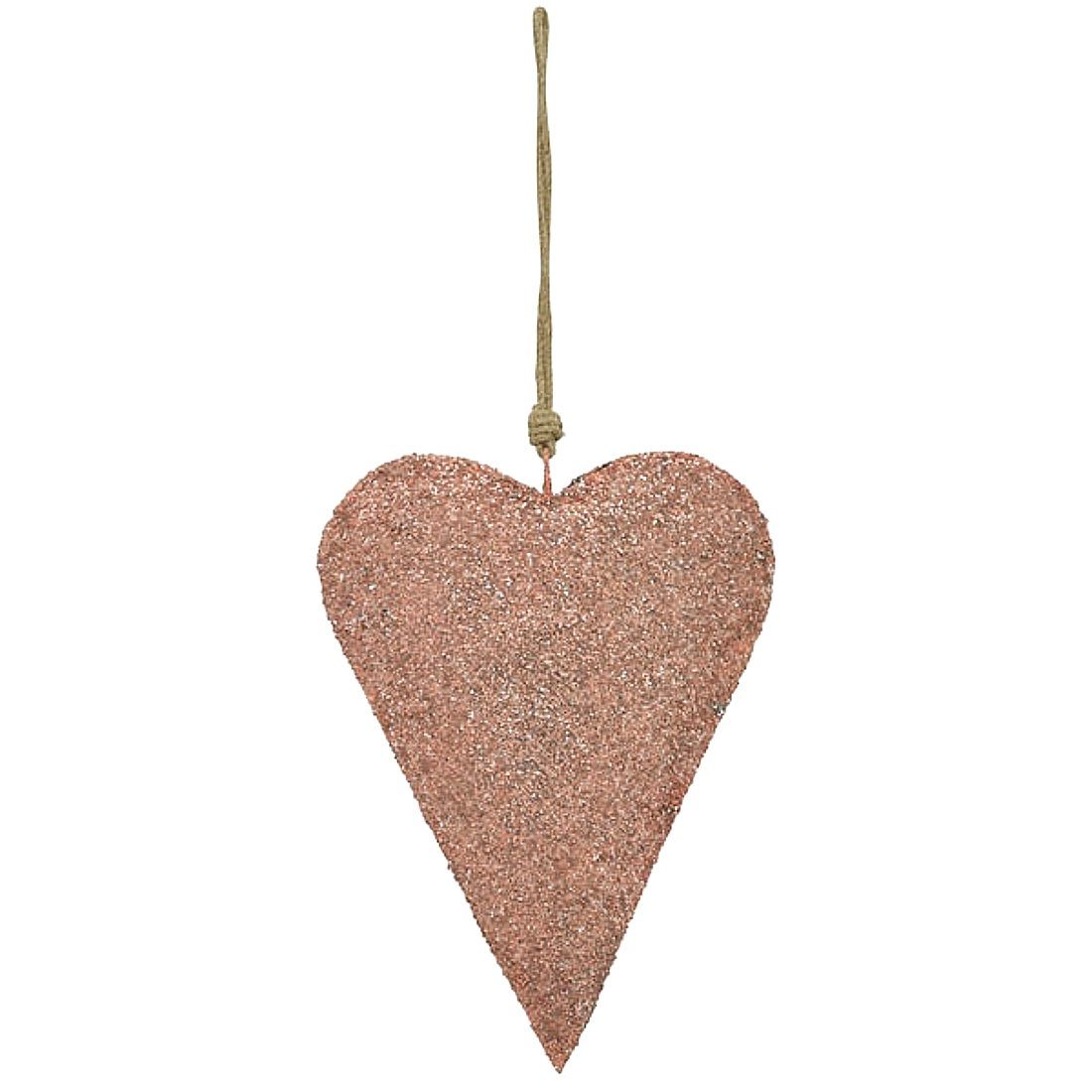 Hängedekoration Deko Herz Altrosé glitzer 23 cm Metall Dekohänger Dekoherz