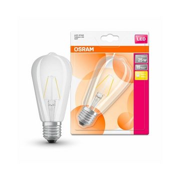 Osram LED-Leuchtmittel Osram LED E27 ST64 2,5W = 25W Filament Klar 250lm 230V Warmweiß 2700K, E27, Warmweiß, Glühfaden