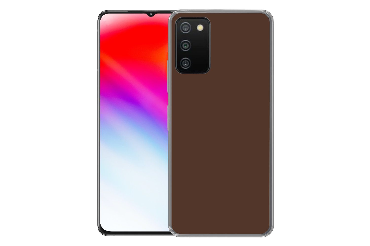 MuchoWow Handyhülle für Samsung Galaxy A03s Braun - Dunkel - Farben, Smartphone-Bumper, Print, Handy Schutzhülle Dünn