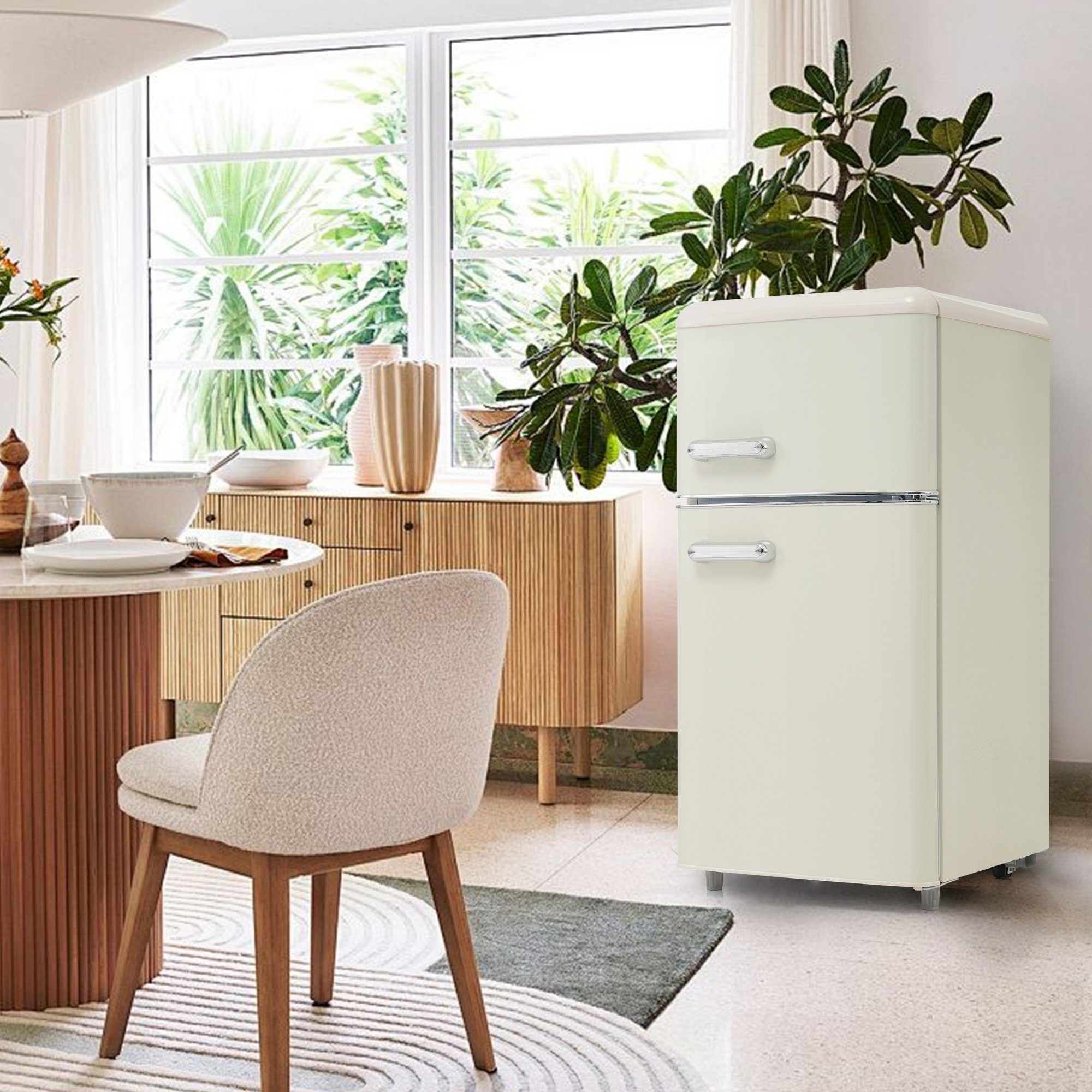 Ulife Table Top Kühlschrank BCD-100C, 91 cm hoch, 45 cm breit, Gesamtvolumen 72 Liter, [Energieklasse E], Weiß