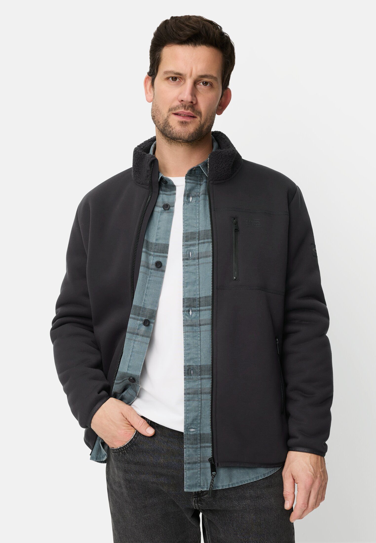 camel active Fleecejacke mit reflektierenden Details Langarm Stehkragen Mar günstig online kaufen