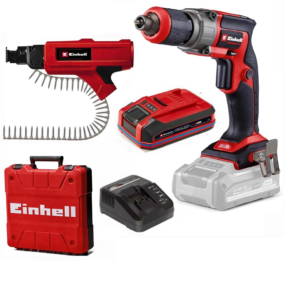 Einhell Akku-Trockenbauschrauber Trockenbauschrauber TE-DY 18 Li- BL Sealed Akku 3.0 Ah Magazin Koffer