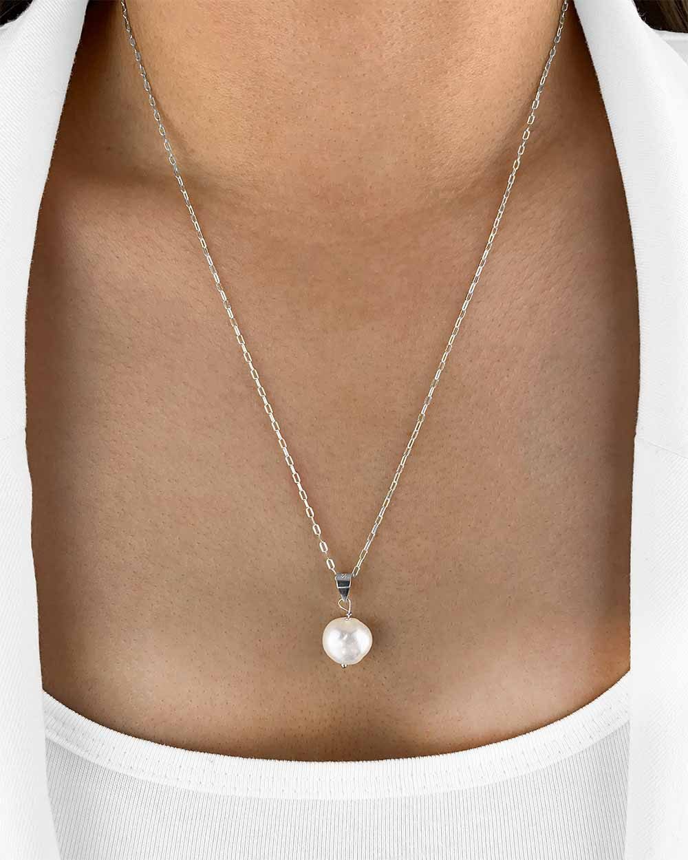 Perlenkette 'Maribelle' Damen Halskette Silber 925 Barock-Perle Anhänger