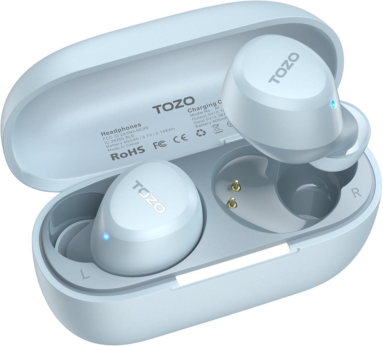 TOZO Ultraleichte Bluetooth Kopfhörer kabellos mit 32 Std. Akkulaufzeit In-Ear-Kopfhörer (Kabellose Earbuds mit schneller Kopplung für Smartphones, Tablets und andere Bluetooth-fähige Geräte., Stereo Sound Earbuds mit Touchsteuerung & IPX5 Wasserschutz)