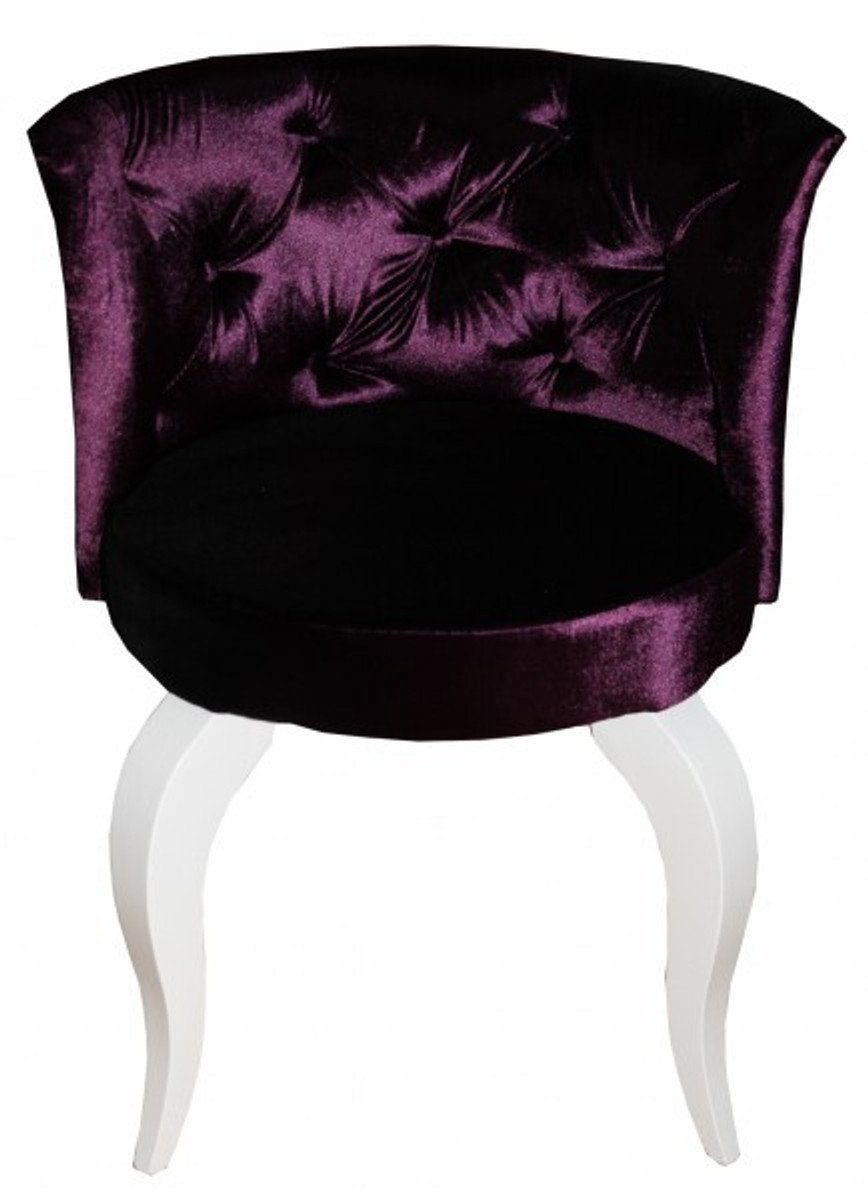 Casa Besucherstuhl Stuhl Designer - Salon Padrino Sessel / Lila - Barock Weiß Luxus Qualität